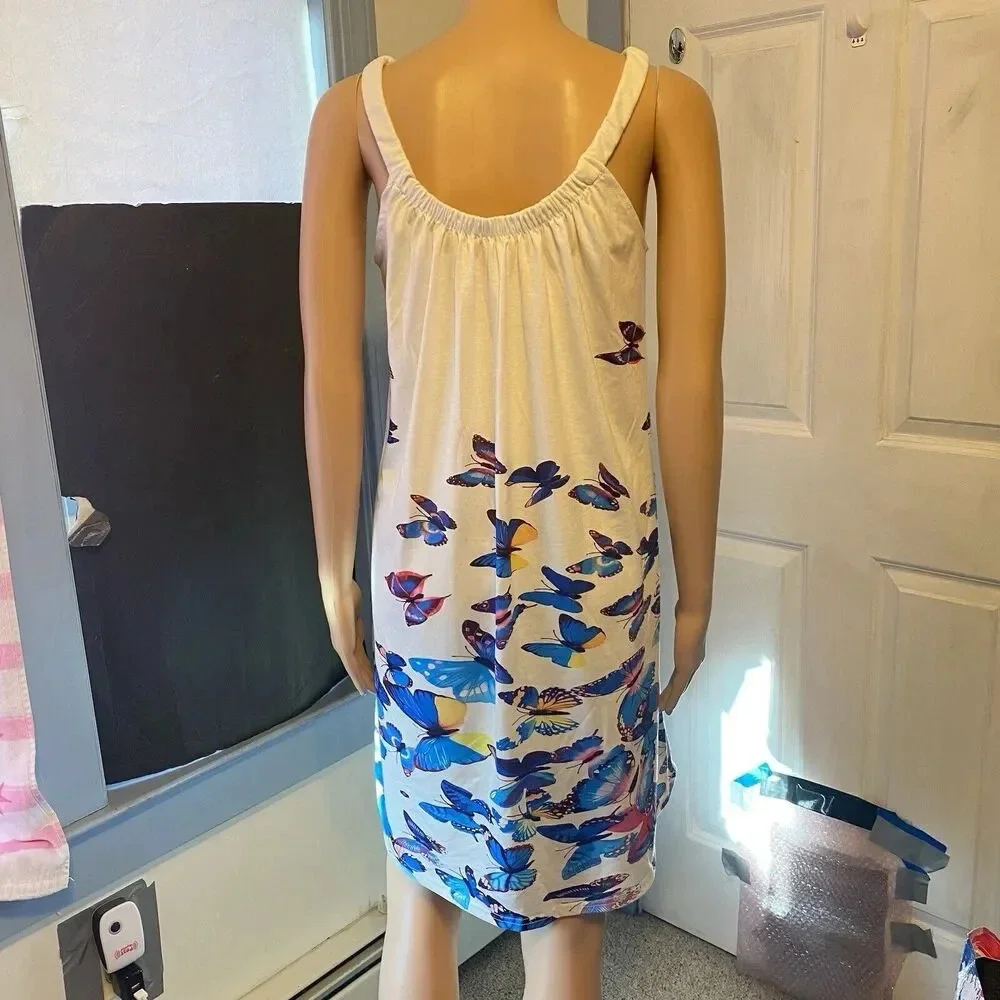 VTG Y2K Mini Dress Size S-M Butterflies Print Cottage core Fairy Feminine Casual - Picture 6 of 7